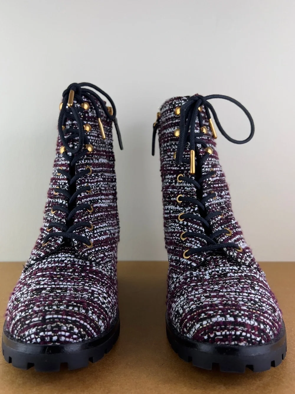 NEW TORY BURCH TWEED COMBAT BOOTS